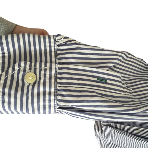 Tommy Hilfiger Mens XL Dark Blue White Striped Button Down Shirt Long Sleeve - Picture 4 of 5